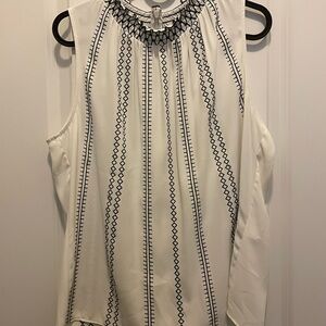 White House Black Market Embellished Cream Blouse